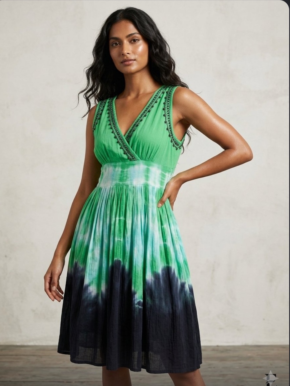 URBAN NOMAD Tie Dye Pretty Trim Dress